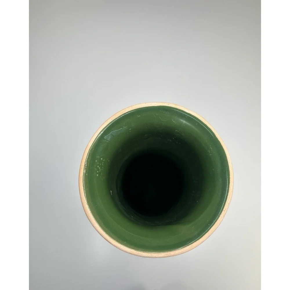 Rosenthal Netter Vintage Terracotta Flared Vase Hand Painted Flowers‎ Green